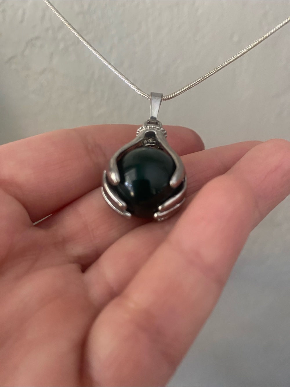 Vintage sphere Bloodstone 925 stone necklace